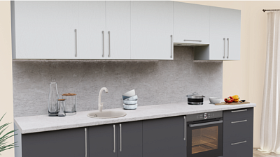 Кухня на заказ Белый бархат 2204